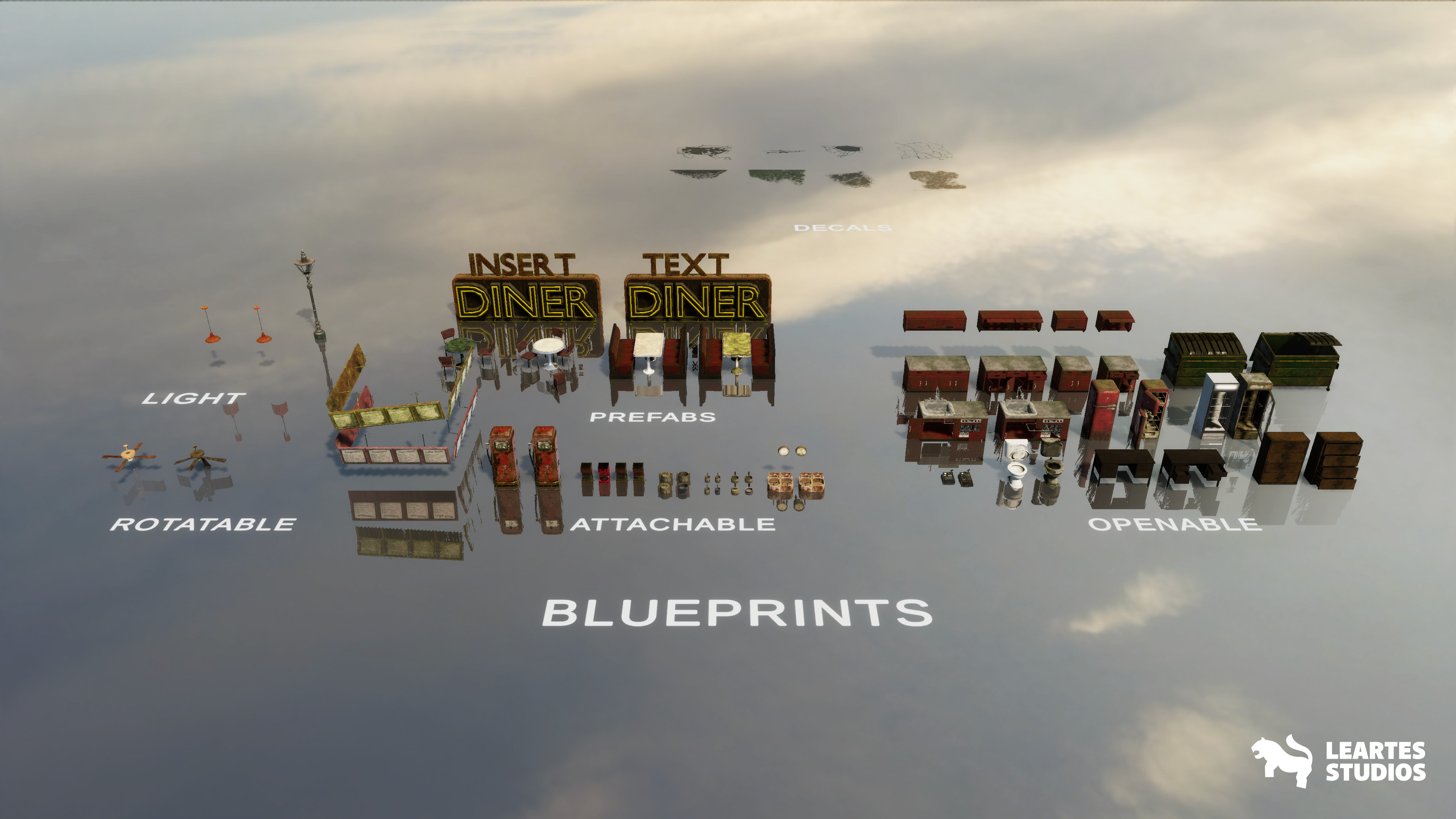 Post-Apo American Diner Environment Low-poly 3D model_23