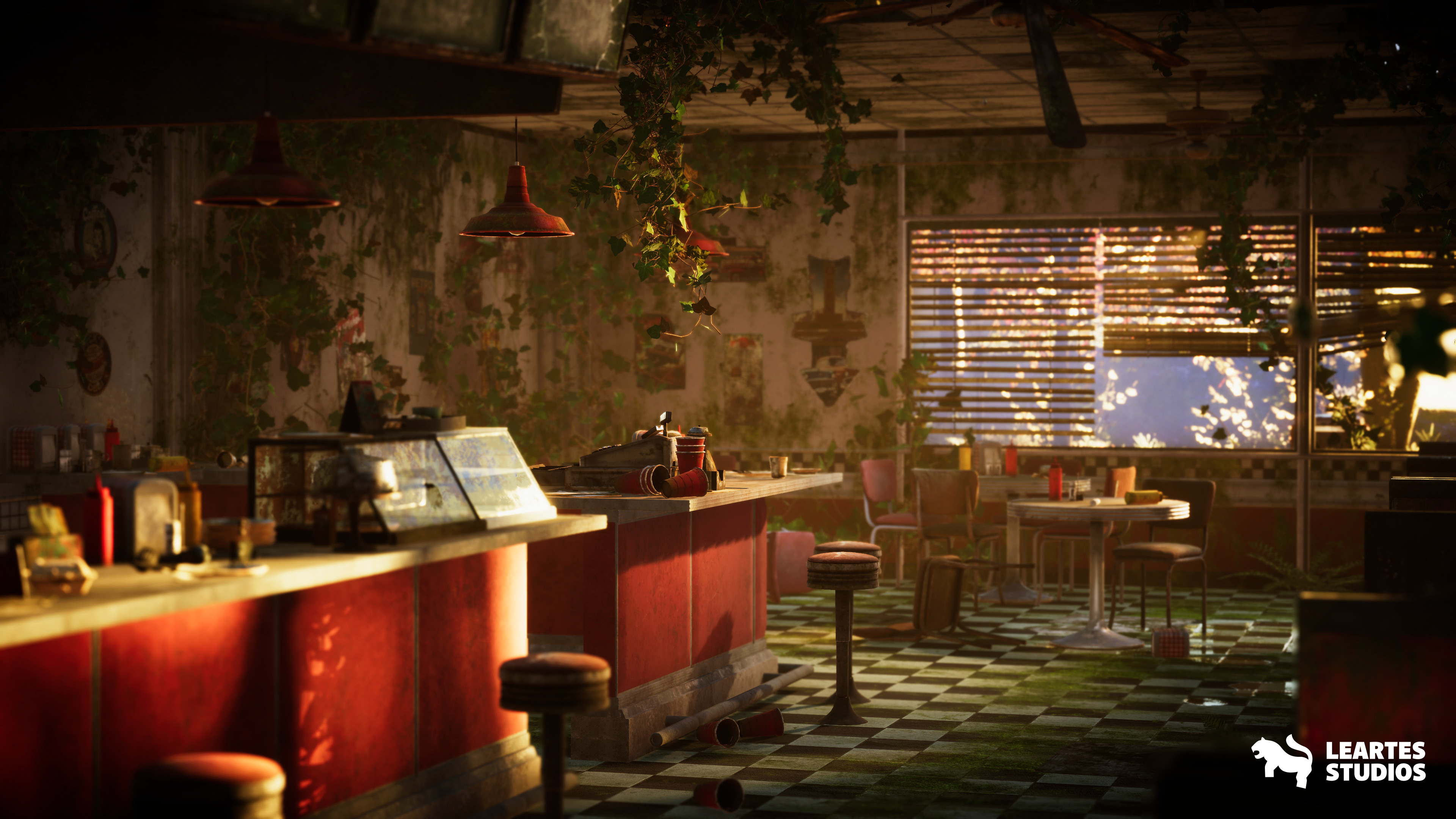 Post-Apo American Diner Environment Low-poly 3D model_11