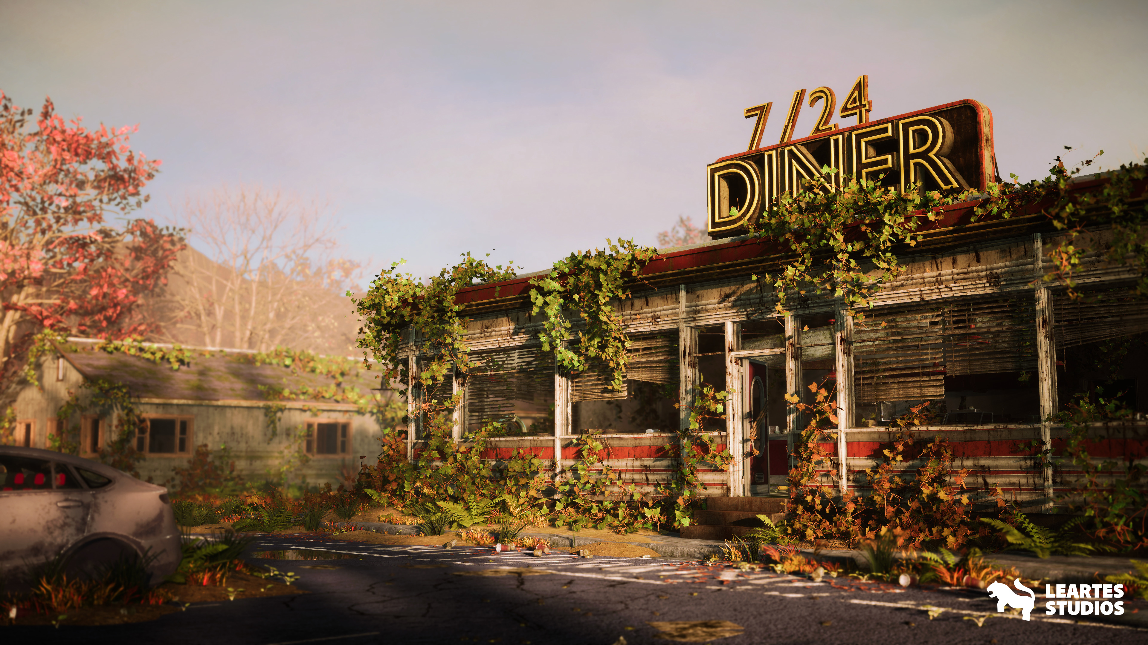 Post-Apo American Diner Environment Low-poly 3D model_6