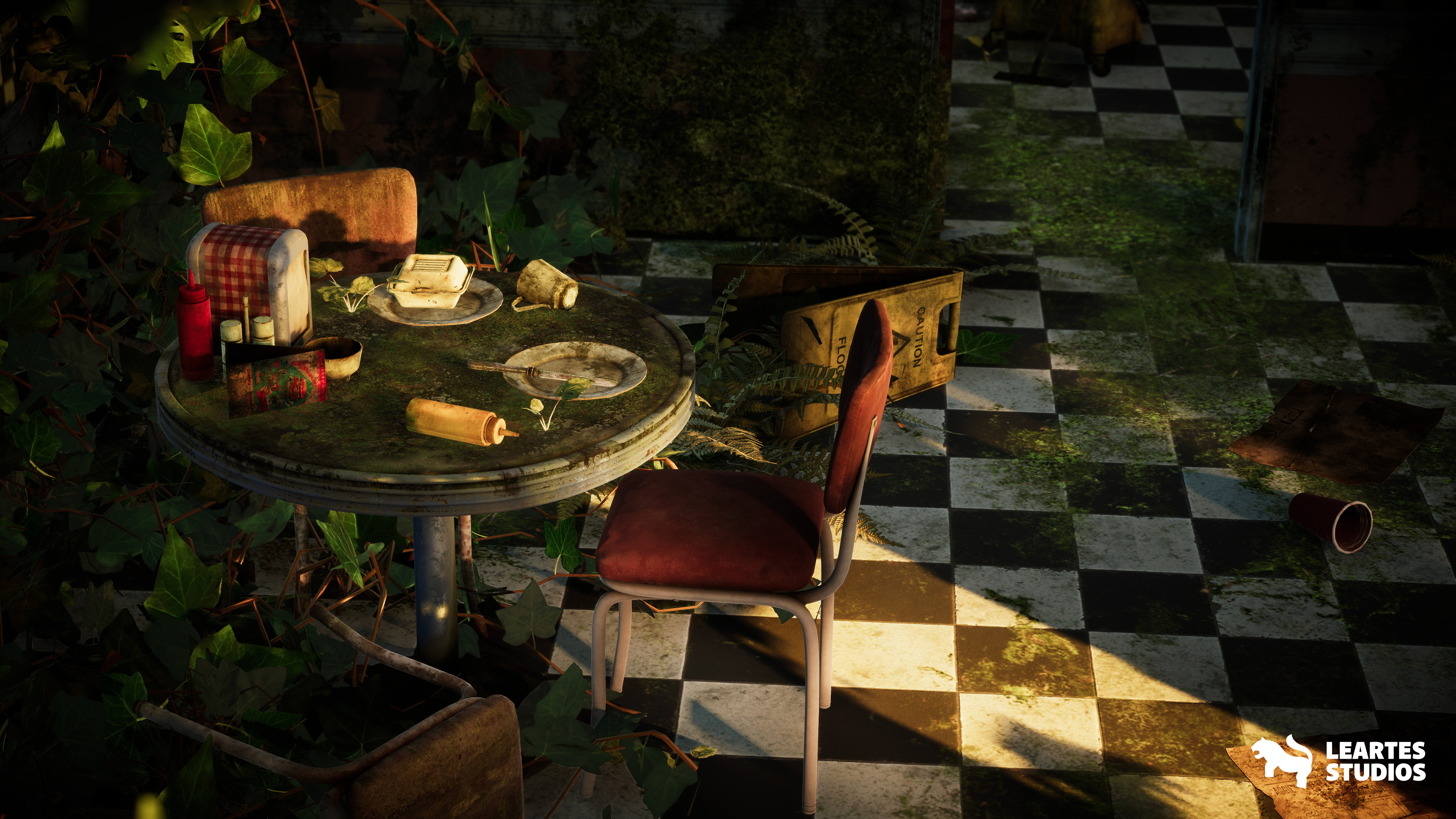 Post-Apo American Diner Environment Low-poly 3D model_18