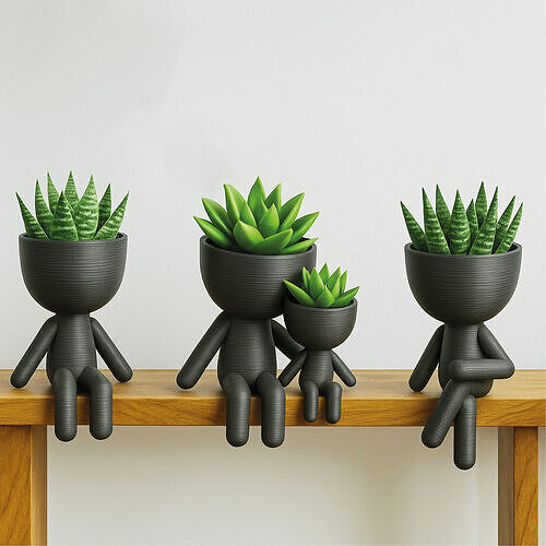 Robert Planter Set  Plant Buddy Planter  Human Succulent Pot 3D print model