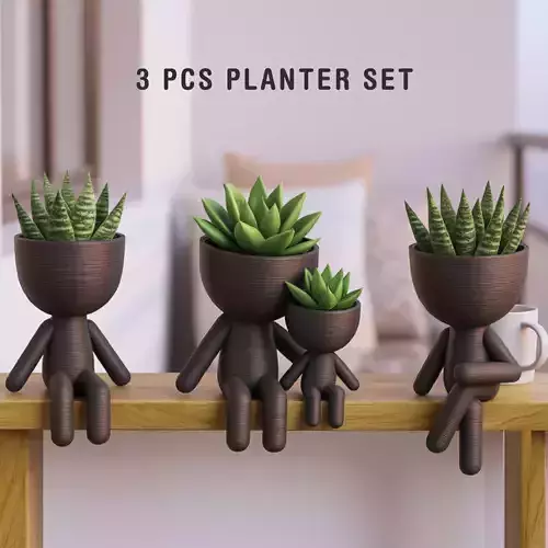Robert Planter Set  Plant Buddy Planter  Human Succulent Pot