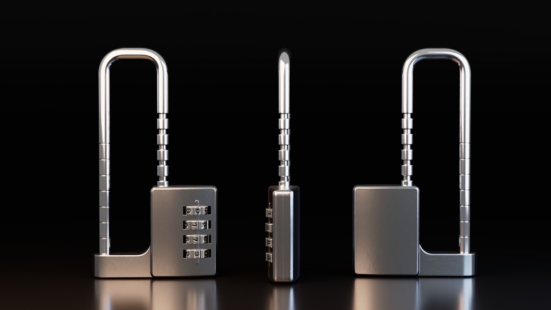 Combination Padlocks Low-poly 3D model_3