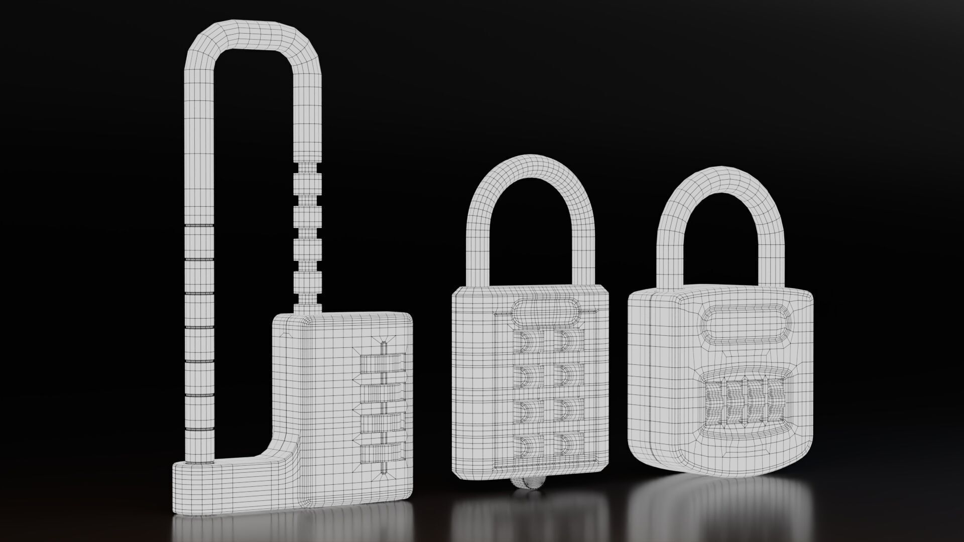 Combination Padlocks Low-poly 3D model_11