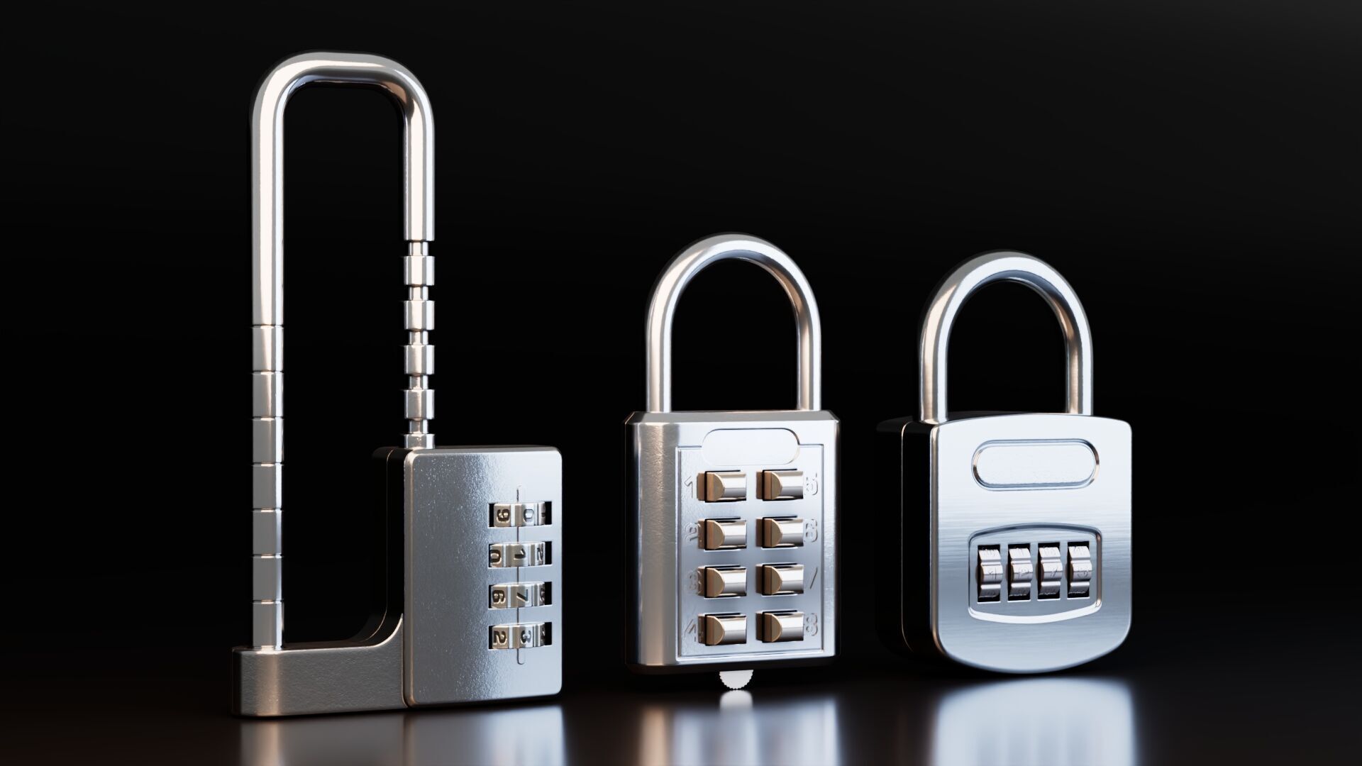 Combination Padlocks Low-poly 3D model_2