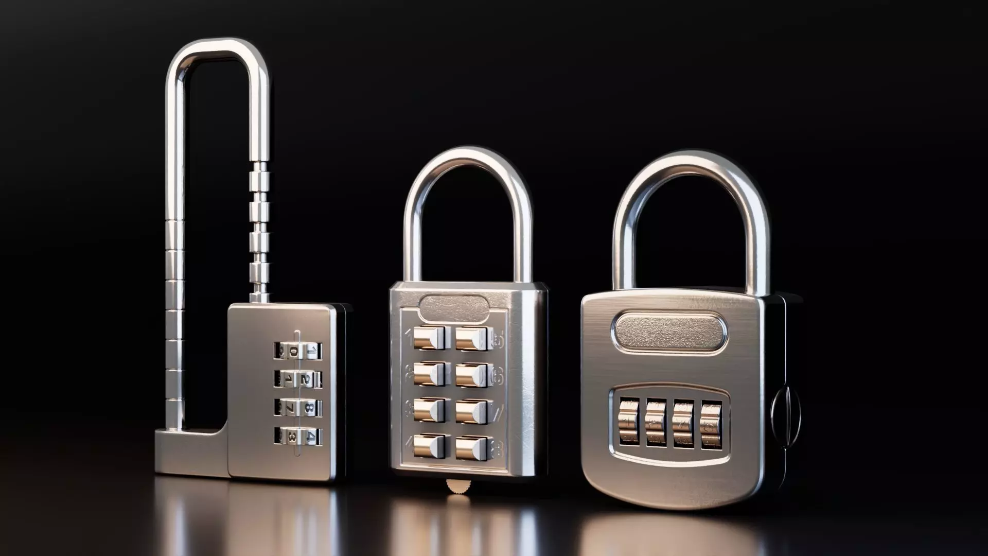 Combination Padlocks Low-poly 3D model_0