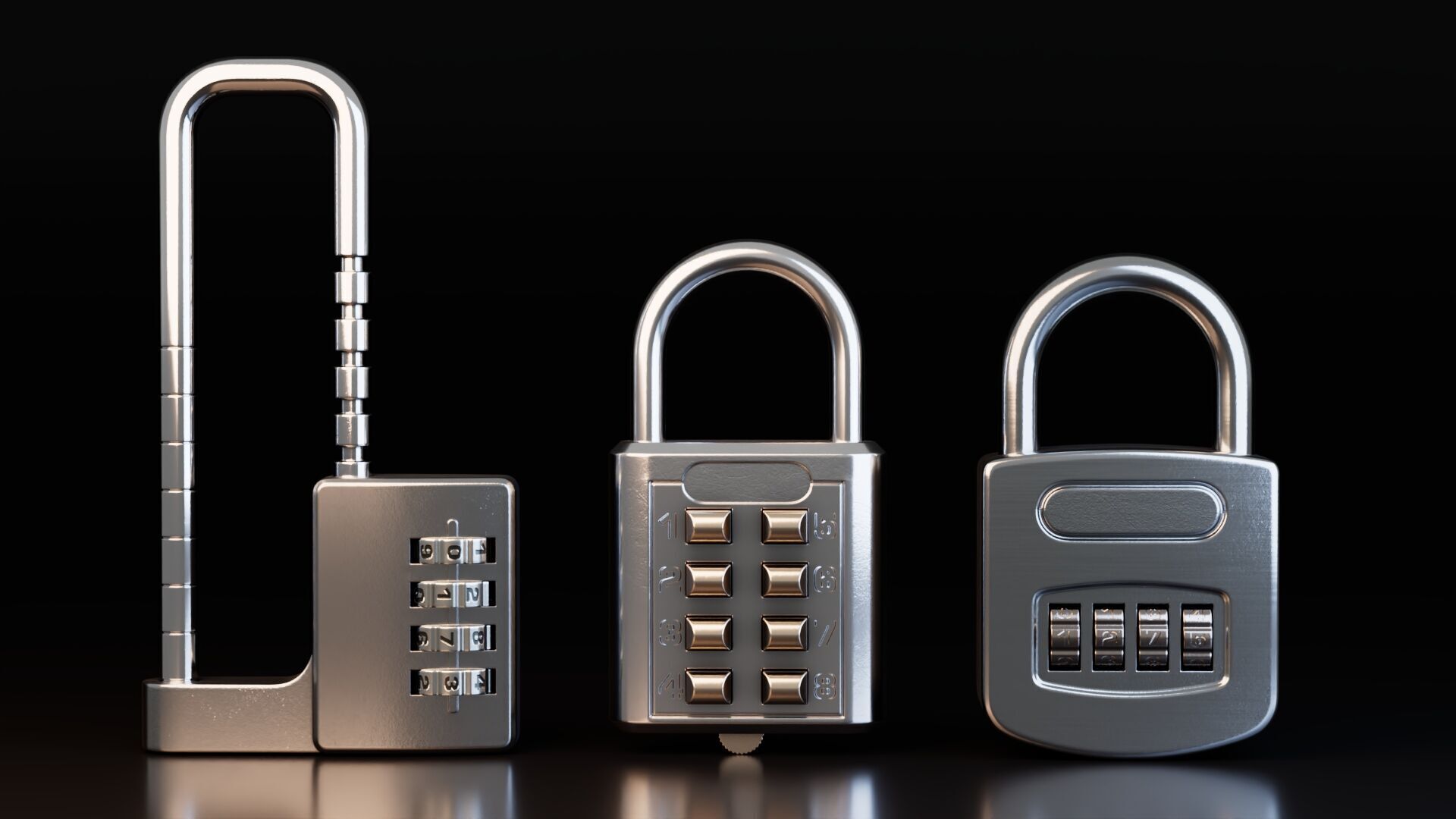 Combination Padlocks Low-poly 3D model_1