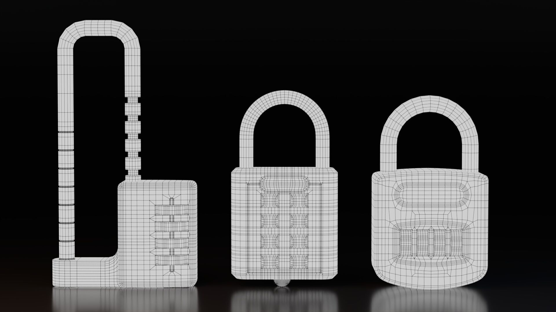 Combination Padlocks Low-poly 3D model_9