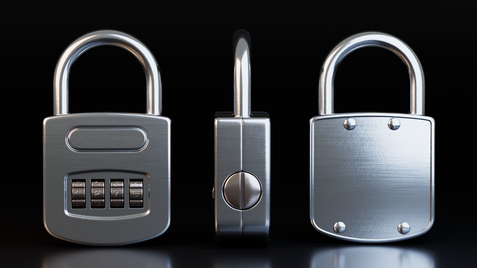 Combination Padlocks Low-poly 3D model_5