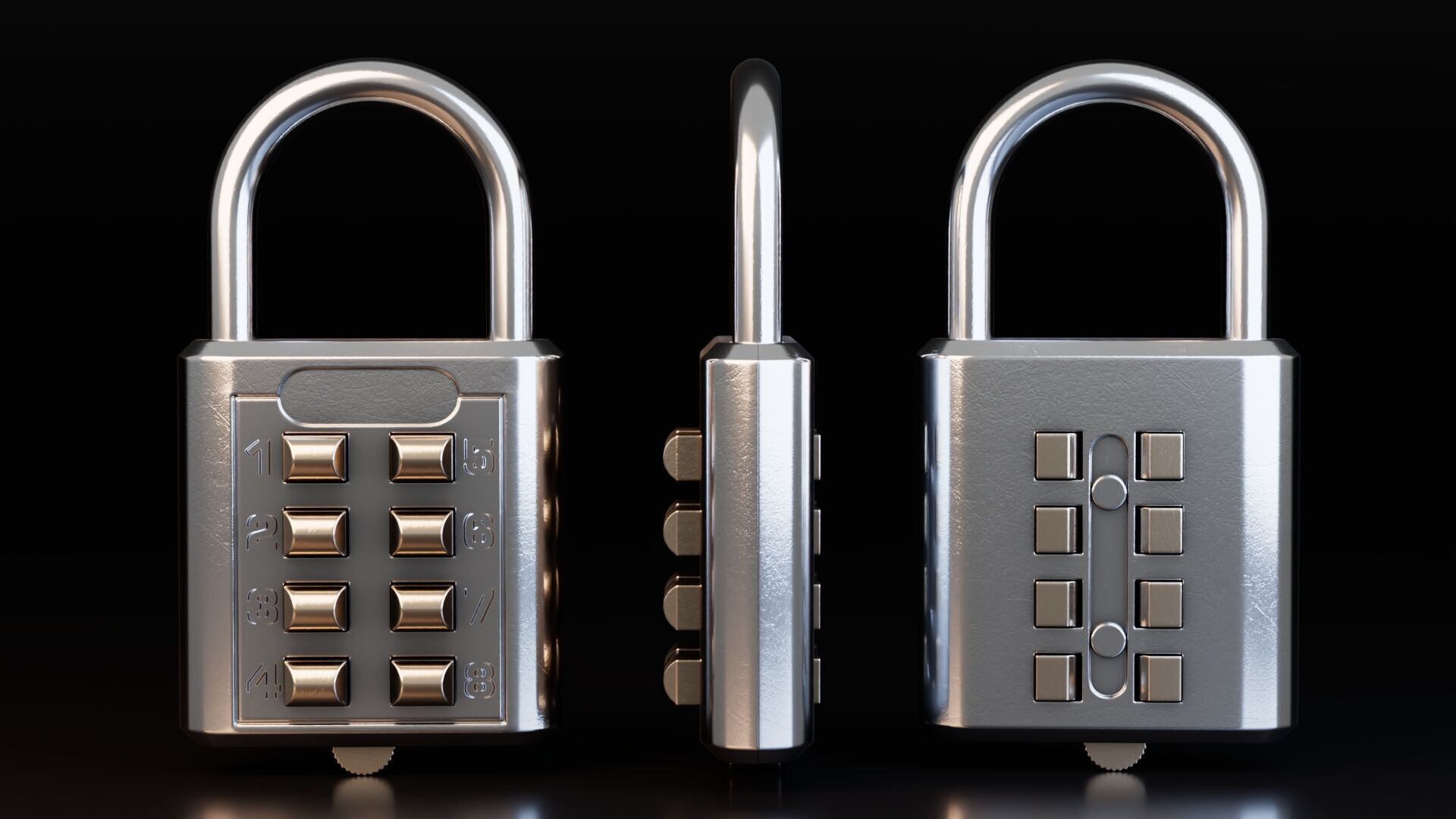 Combination Padlocks Low-poly 3D model_4