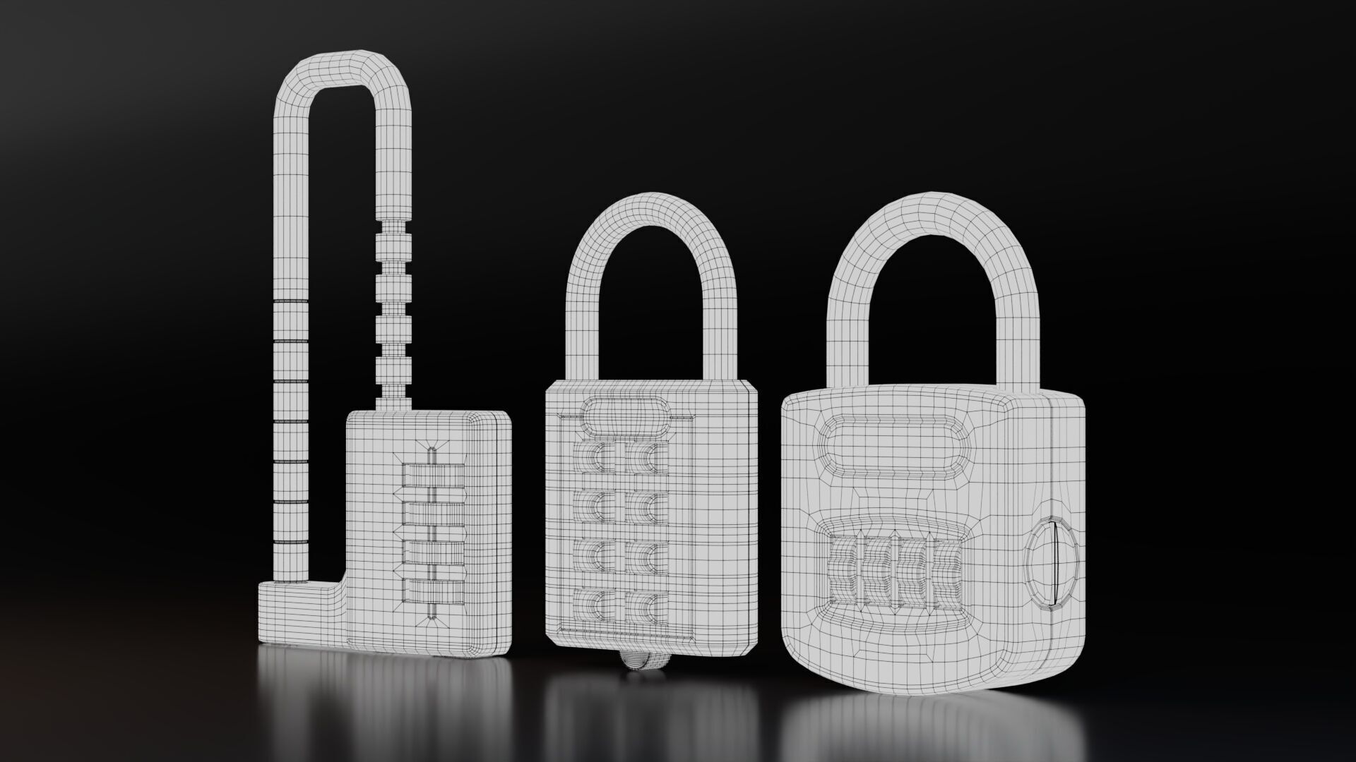 Combination Padlocks Low-poly 3D model_10
