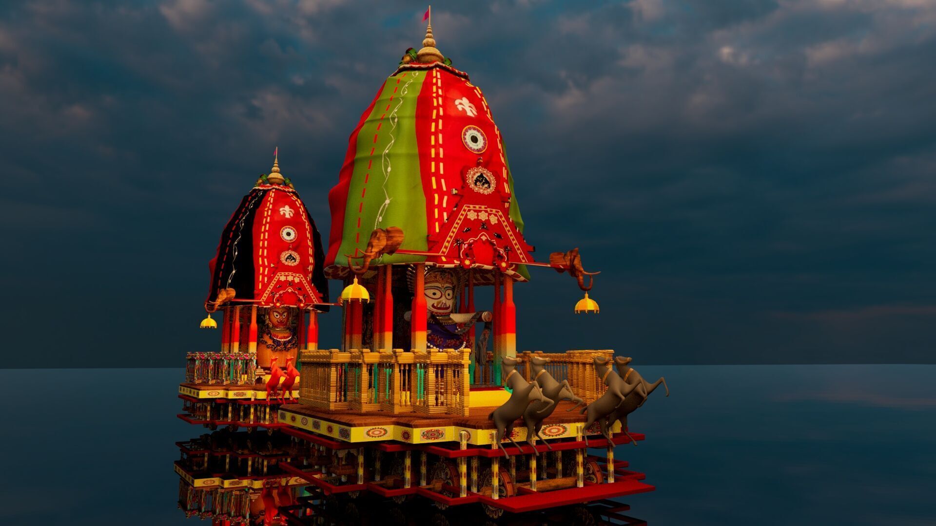 Lord Vishnu with Jagannath Puri Rath Yatra 3D model_15