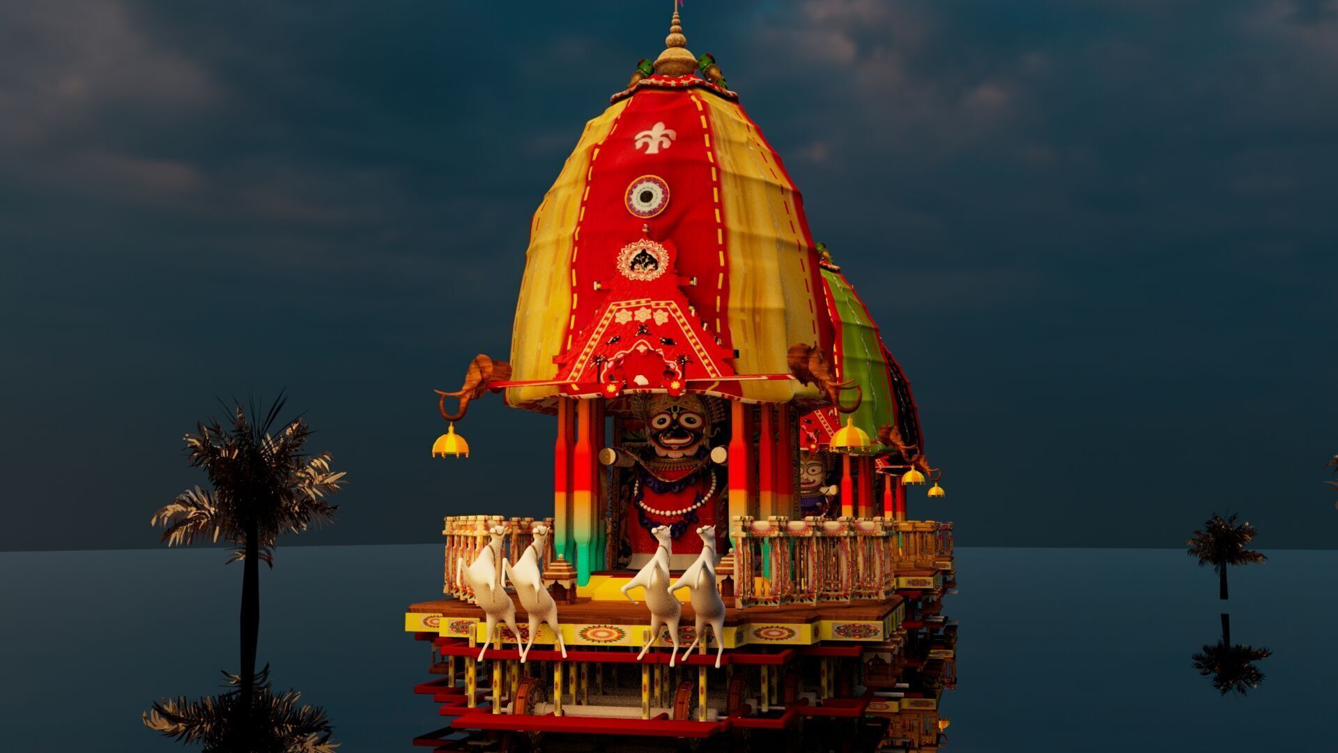 Lord Vishnu with Jagannath Puri Rath Yatra 3D model_21