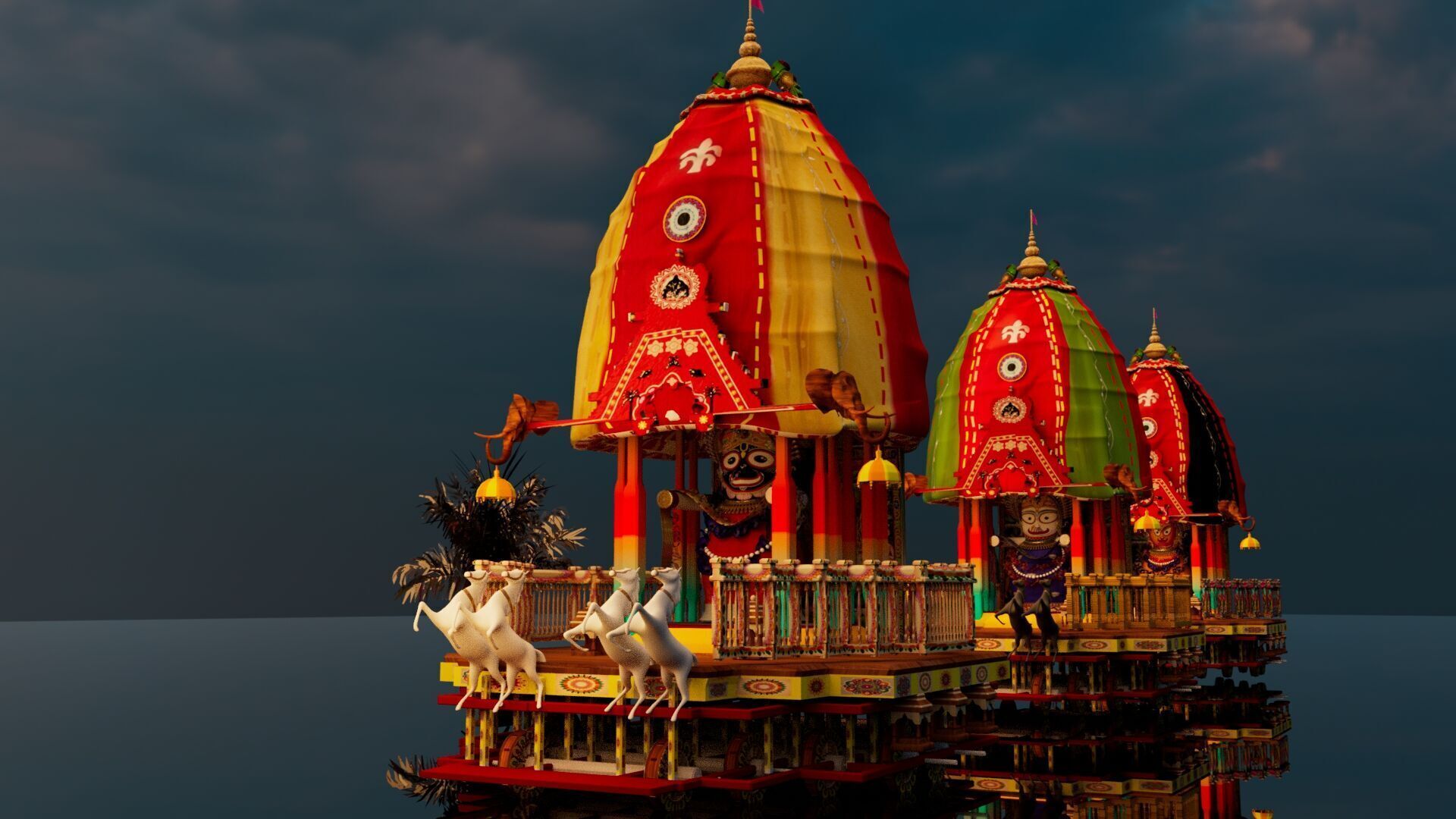 Lord Vishnu with Jagannath Puri Rath Yatra 3D model_22