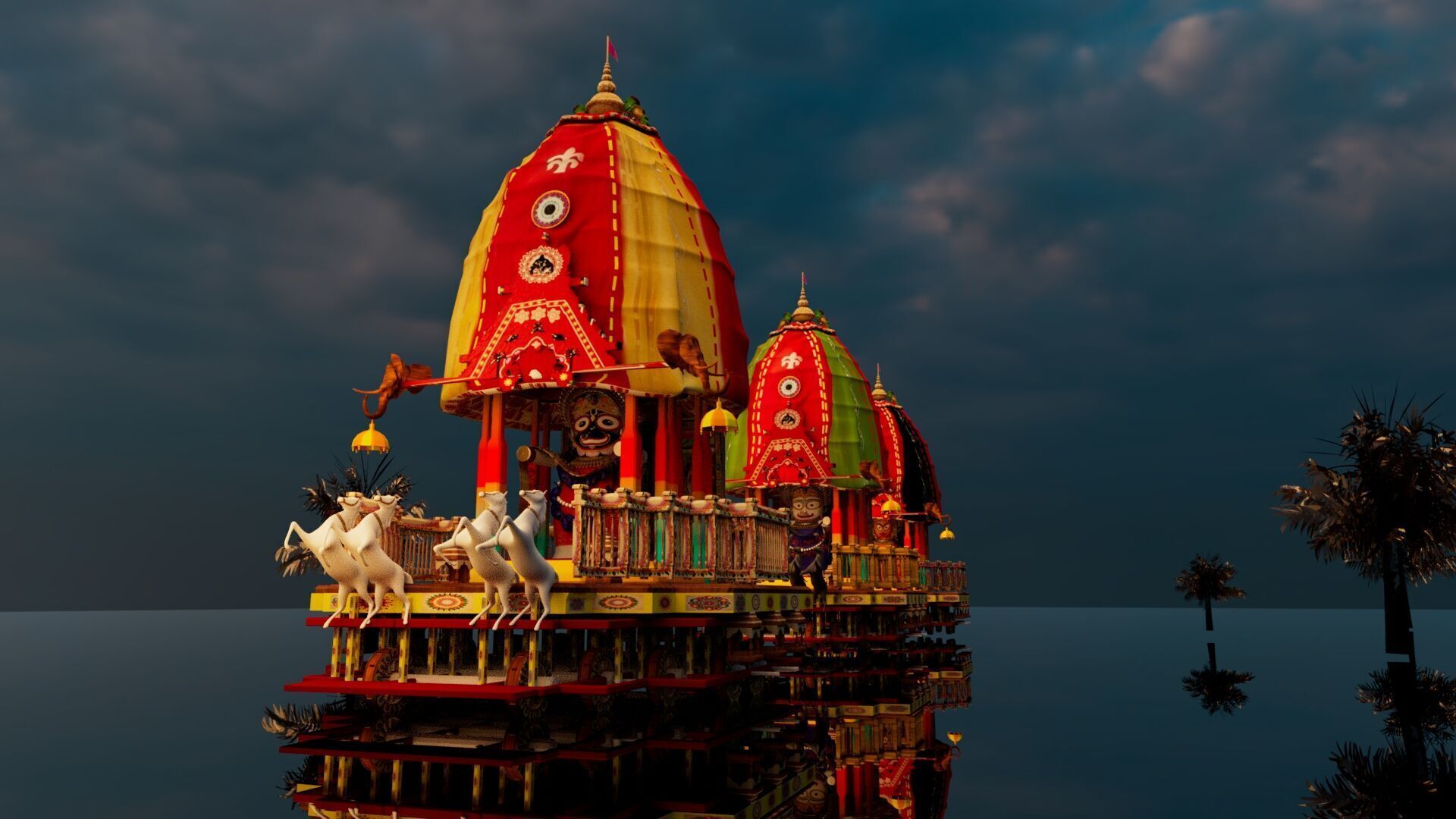 Lord Vishnu with Jagannath Puri Rath Yatra 3D model_14