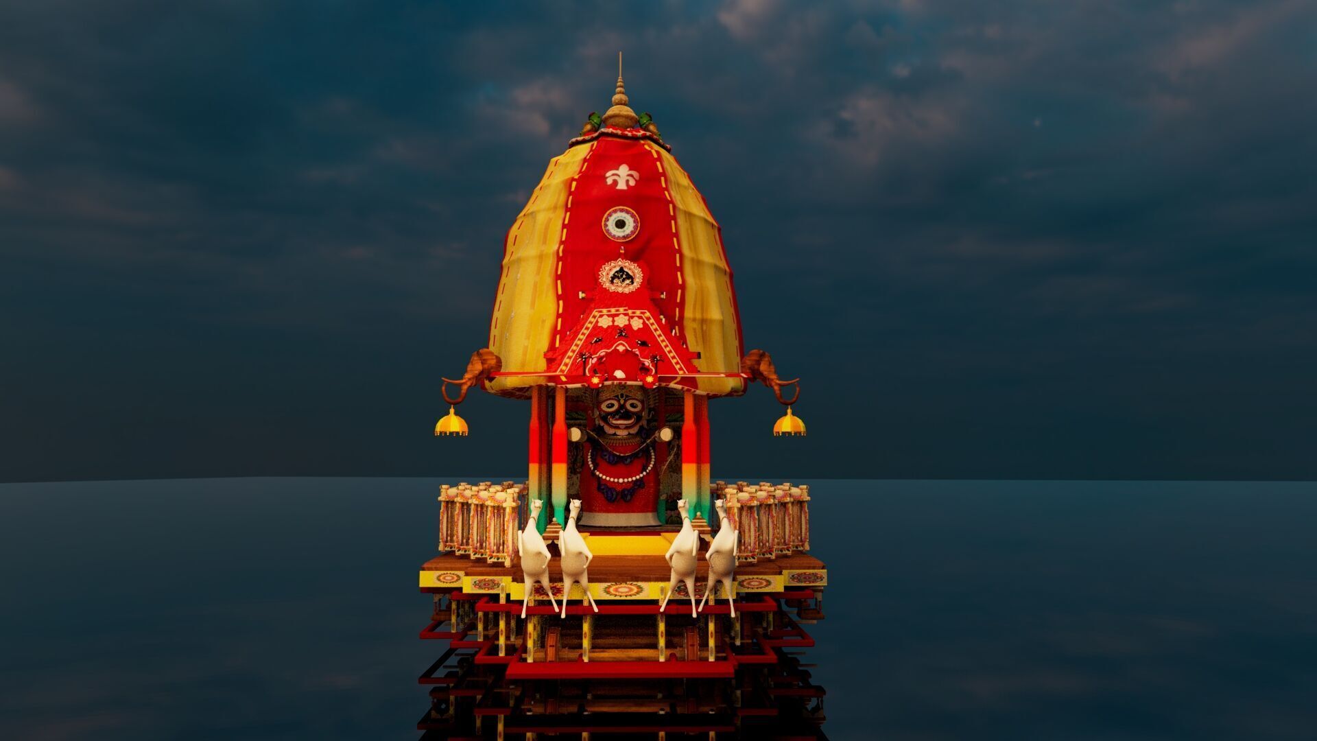 Lord Vishnu with Jagannath Puri Rath Yatra 3D model_12