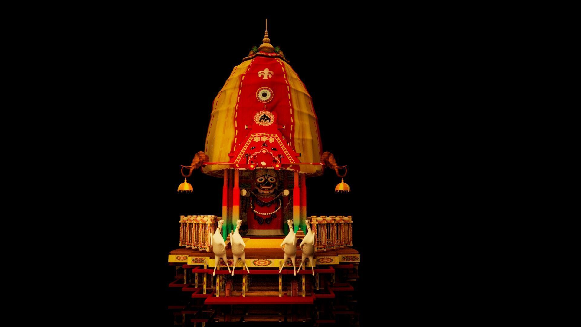 Lord Vishnu with Jagannath Puri Rath Yatra 3D model_17