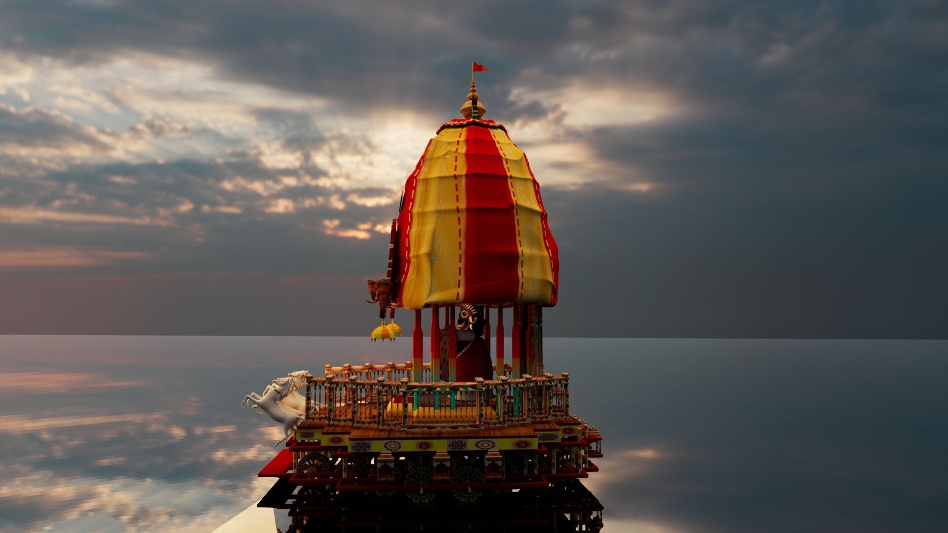 Lord Vishnu with Jagannath Puri Rath Yatra 3D model_18