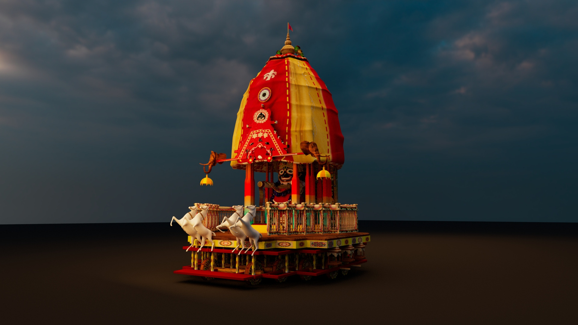 Lord Vishnu with Jagannath Puri Rath Yatra 3D model_11
