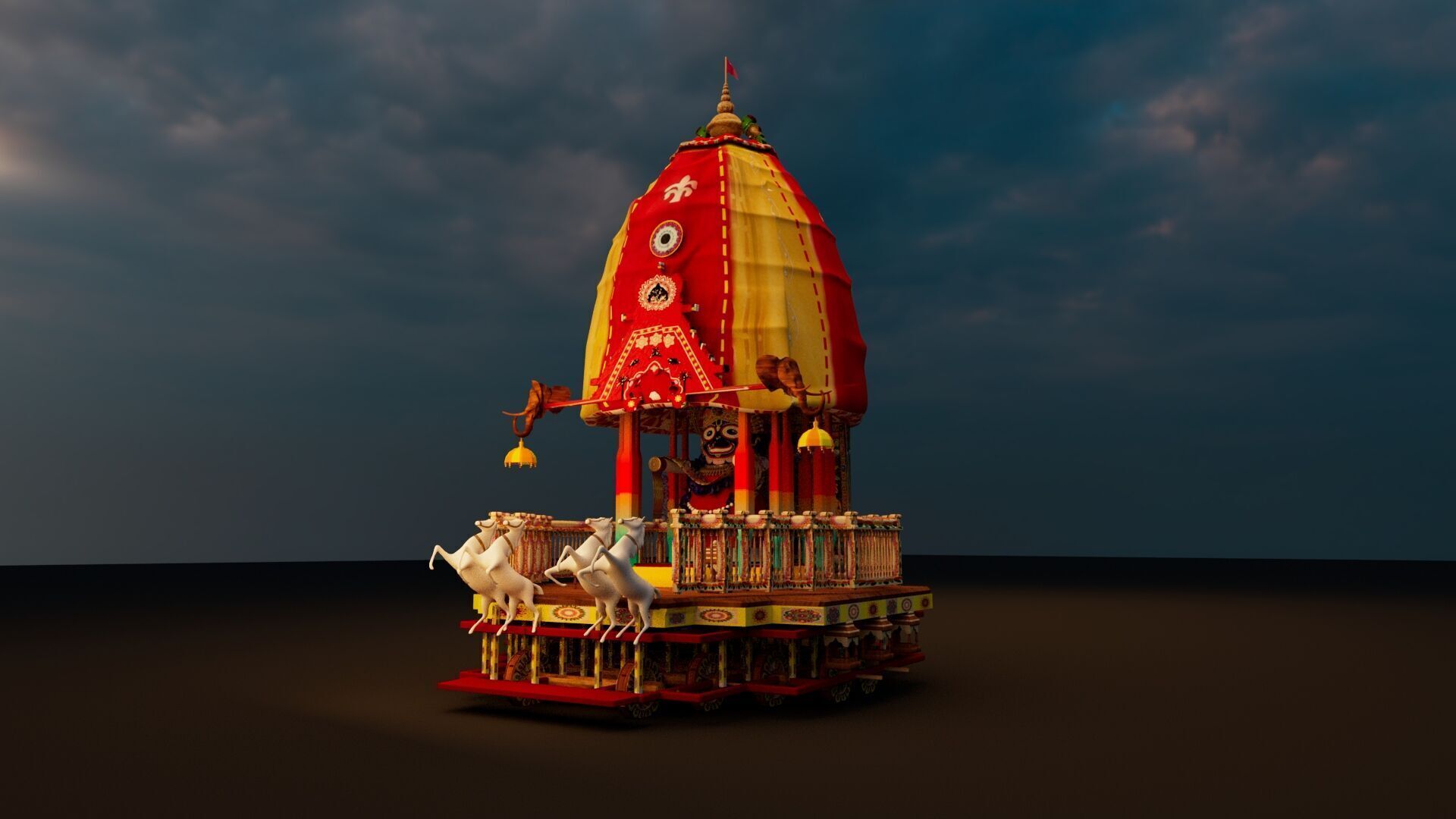 Lord Vishnu with Jagannath Puri Rath Yatra 3D model_2