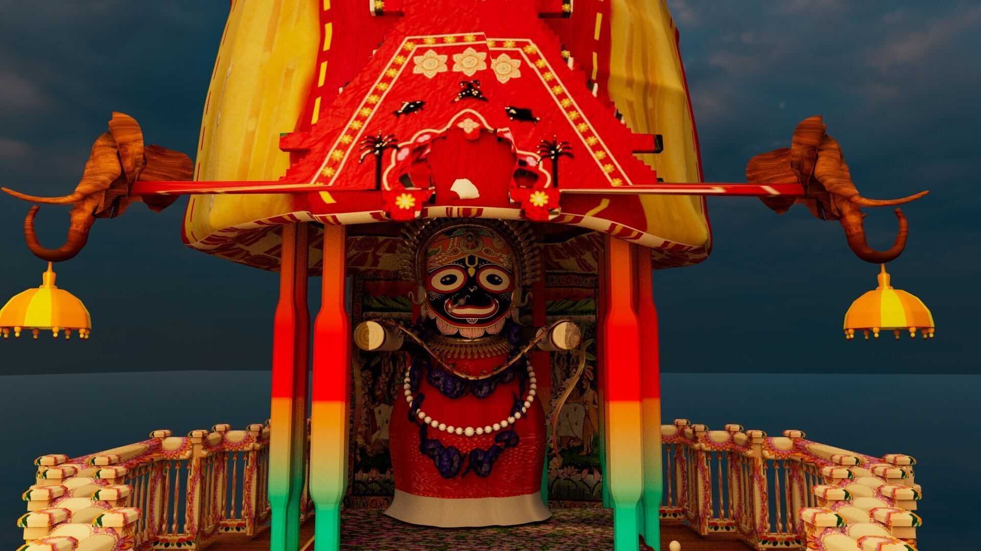 Lord Vishnu with Jagannath Puri Rath Yatra 3D model_6