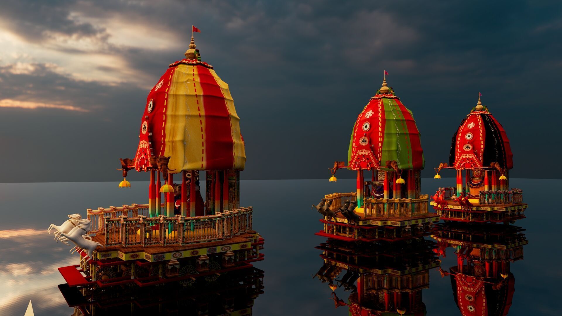 Lord Vishnu with Jagannath Puri Rath Yatra 3D model_5