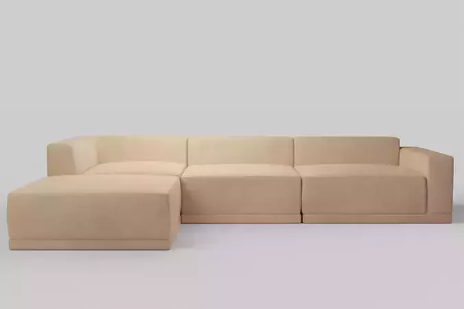 Faible 4-Piece Wheat Performance Velvet Sectional Sofa