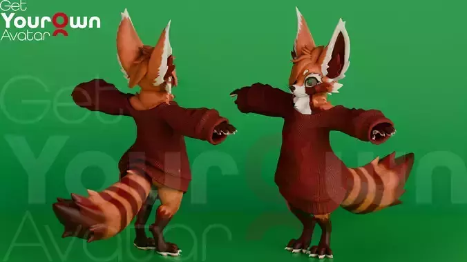 Fuzzy Ember Rigged 3D Avatar For VTubing