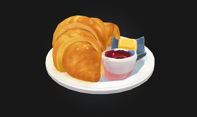 Croissant Delight  Buttery Layers of Morning Luxury 3D model 4
