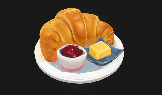 Croissant Delight  Buttery Layers of Morning Luxury 3D model 2