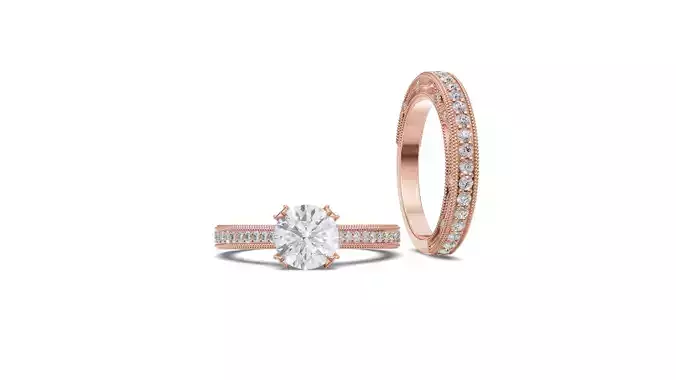 Solitaire Engagement Ring and Matching Band