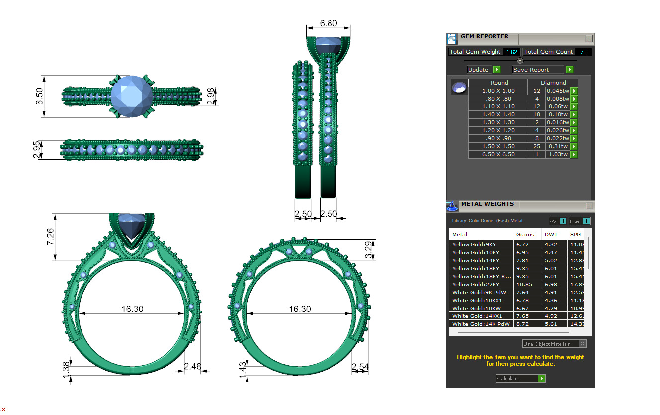 Solitaire Engagement Ring and Matching Band 3D print model_1