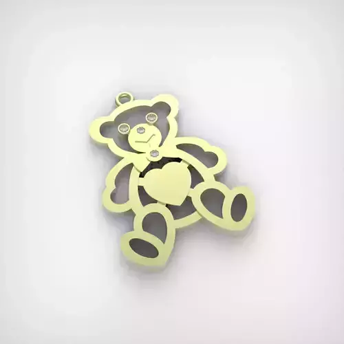 Small Diamond Teddy Bear Necklace Charm