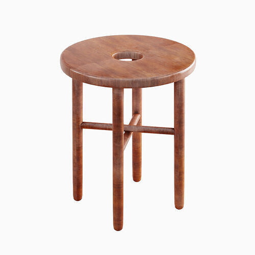 Namba Walnut Stool 03 Low-poly 3D model