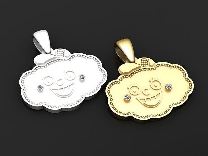 Smiling Cloud Cartoon Pendant  3D print model