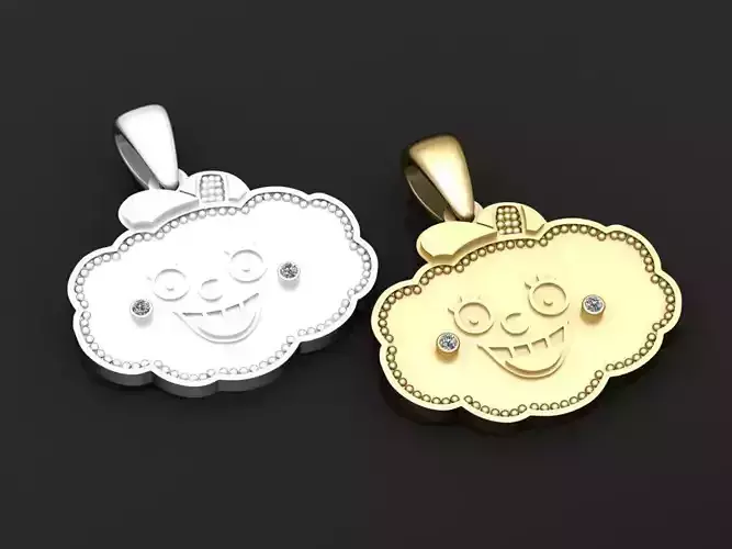 Smiling Cloud Cartoon Pendant  3D print model
