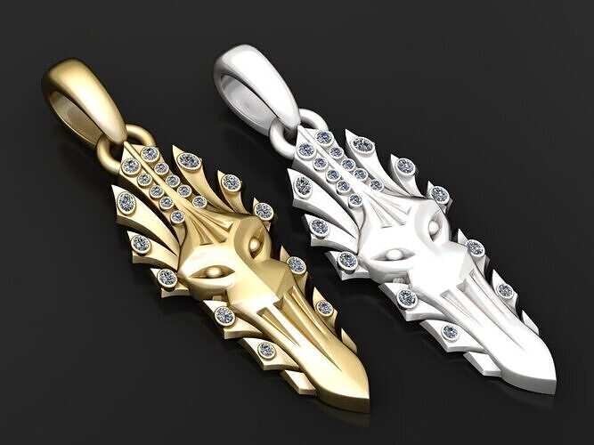 Wolf Spearhead Pendant  3D print model