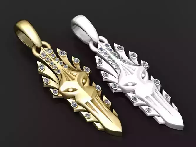 Wolf Spearhead Pendant  3D print model