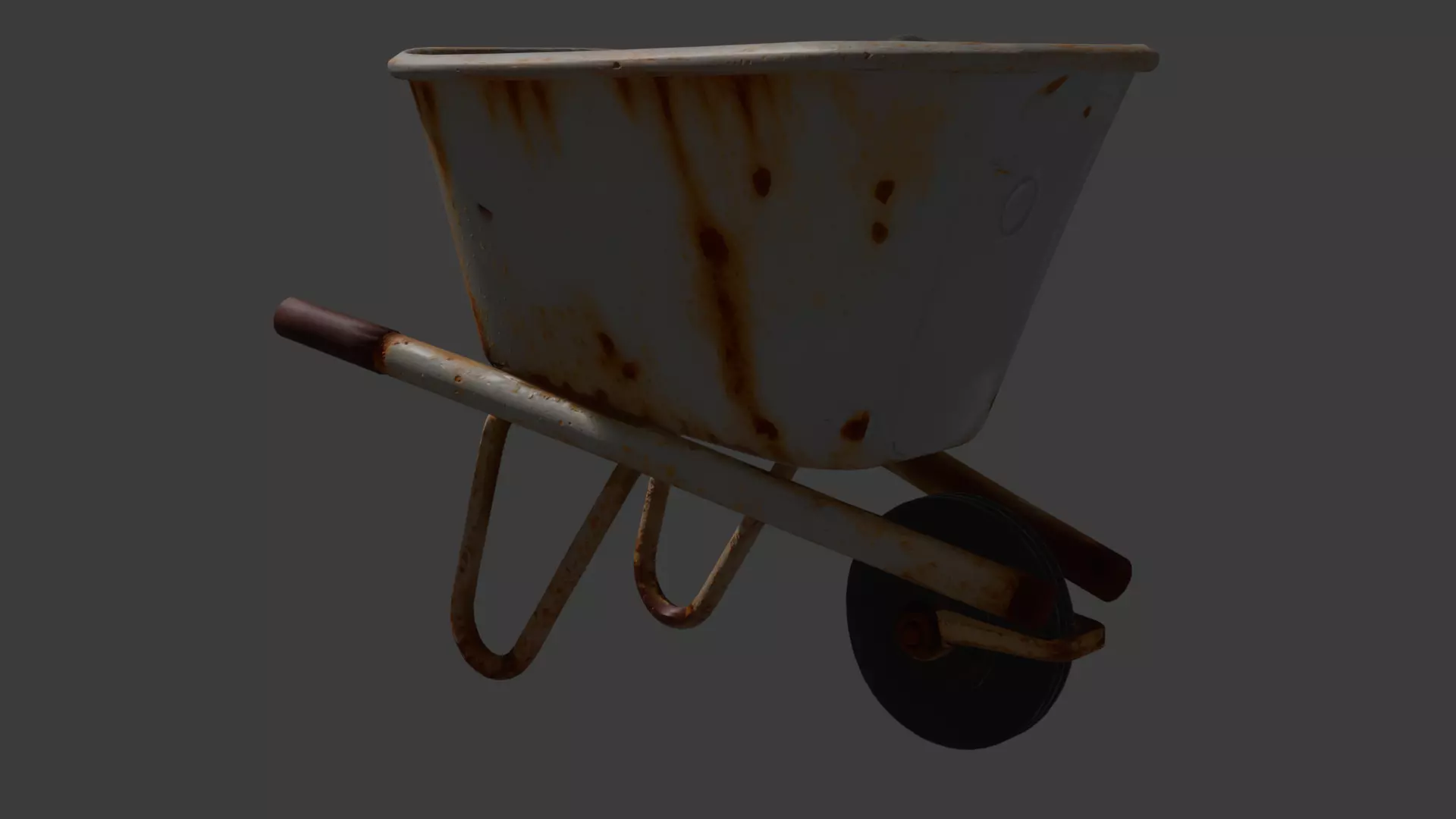 Rusted metal wheelbarrow Low-poly 3D model