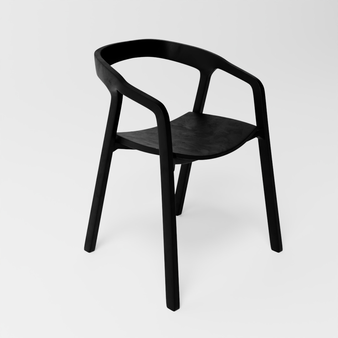 Modern Black Armchair 3D model_2