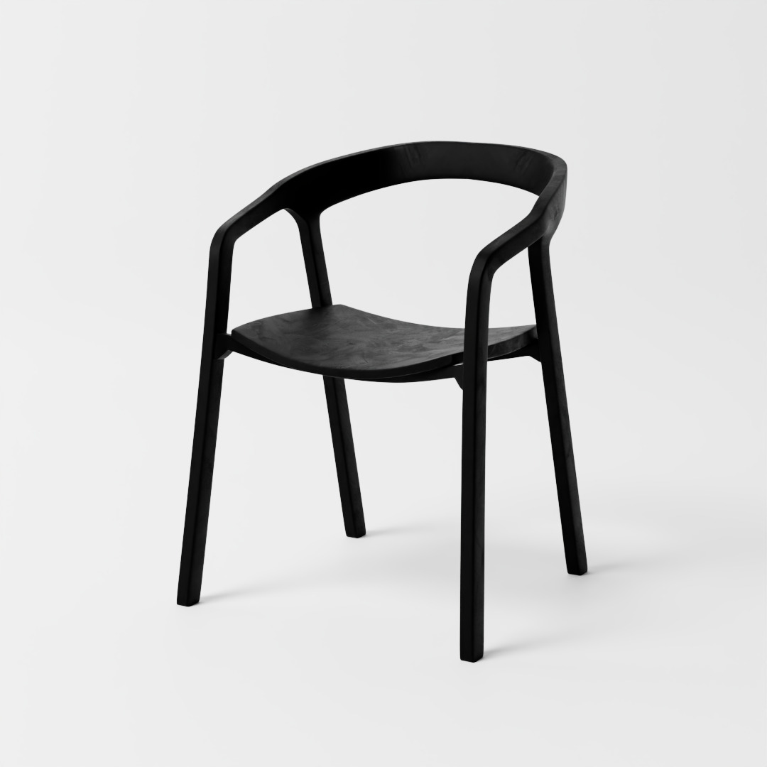 Modern Black Armchair 3D model_3