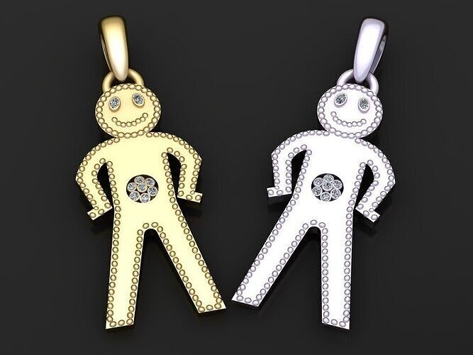  Stickman Diamond Pendant  3D print model