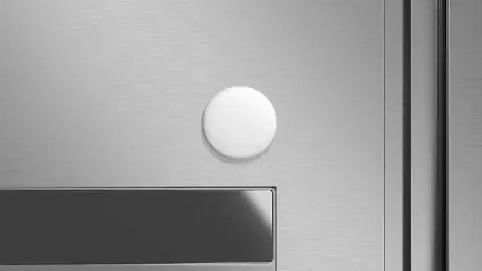 White Round Fridge Magnet - circular souvenir on refrigerator
