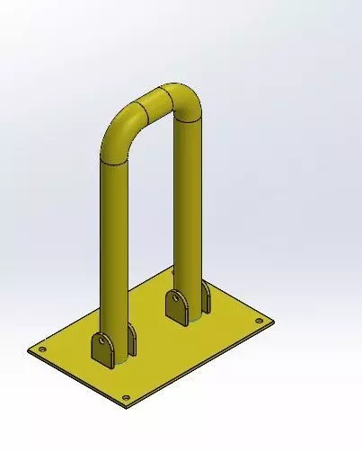 Parking barrier Manual Foldable U-Shaped Parking  3D model_0