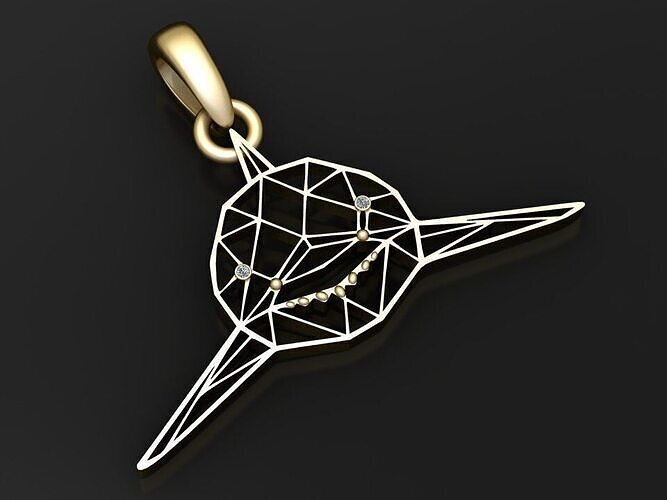  Geometric Shark Pendant 3D print model
