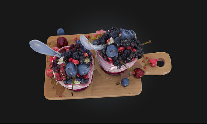 Berry Bliss Desserts  A Sweet Symphony of Color and Flavor 3D model 4