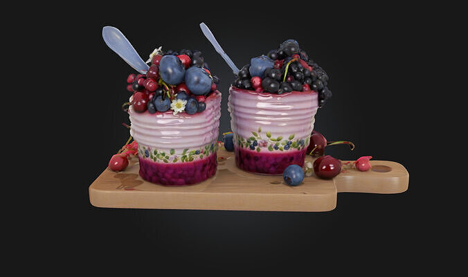 Berry Bliss Desserts  A Sweet Symphony of Color and Flavor 3D model 3