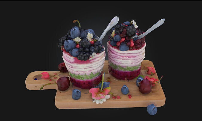 Berry Bliss Desserts  A Sweet Symphony of Color and Flavor 3D model