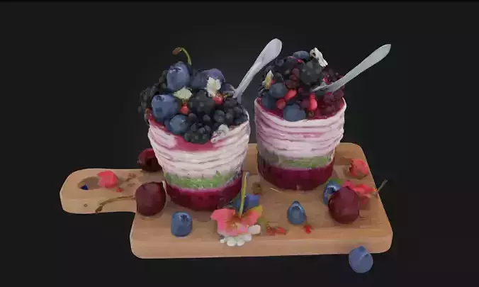 Berry Bliss Desserts  A Sweet Symphony of Color and Flavor 3D model