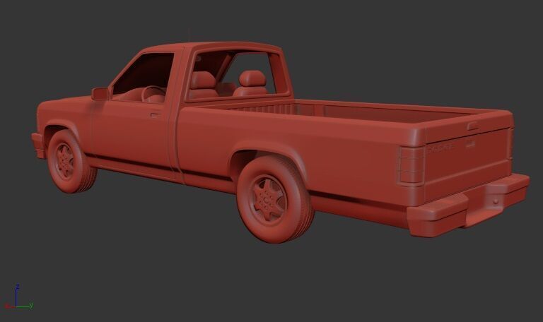 Dodge Dakota Mk1 RegularCab 1991 3D print model_1